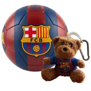 Zestaw FC Barcelona w klubowym kolorze - mini piłka rozmiar 2 w oraz maskotka brelok w klubowej koszulce